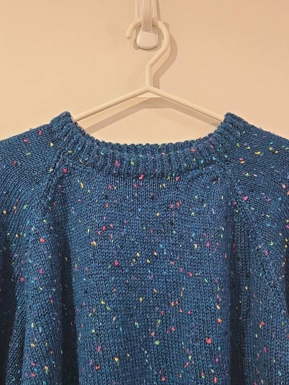 Vintage Handknit Blue Speckled Crewneck Sweater - Women's - Picture 2 of 6